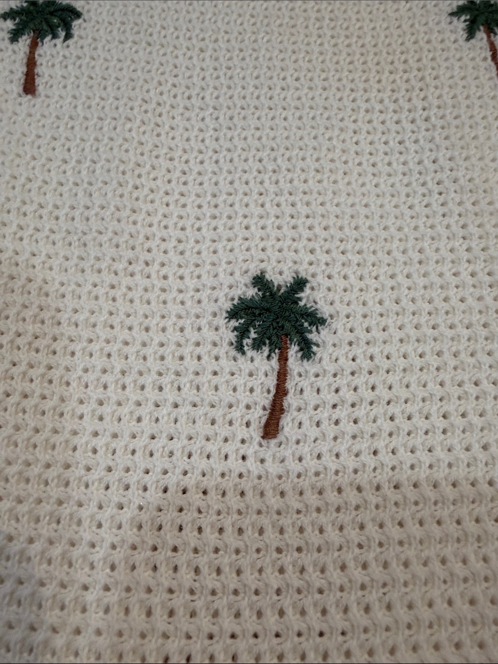 NWT Market & Spruce Cream Palm-Embroidered Knit Boatneck Sweater - Picture 4 of 6